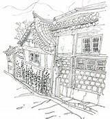 Bukchon Hanok Adulti Sud Corea Disegni sketch template
