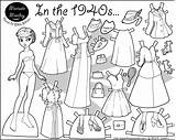 Paper Doll Coloring Printable Pages 1940s Dolls Click Print Pdf Marisole Color 1940 American sketch template