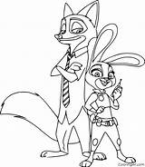 Zootopia Coloring Pages Printable Fox Judy Nick sketch template