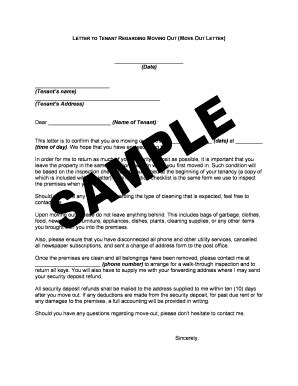 landlord letter  tenant move  forms  templates fillable