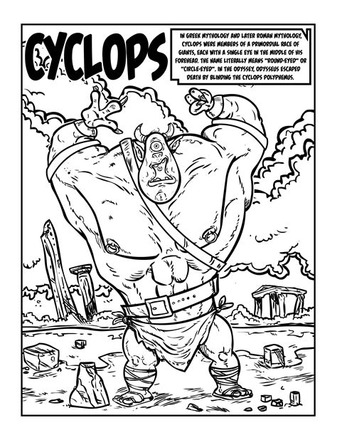 coloring page  cyclops   image   man   background