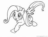 Coloring Pages Fluttershy Printable Pony Popular Little sketch template