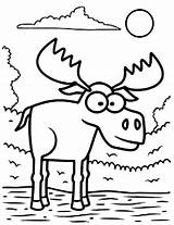 Moose Coloring Pages Cartoon Standing Water Drawing Printable Color Face Eyed Big Print Getdrawings Getcolorings Baby sketch template