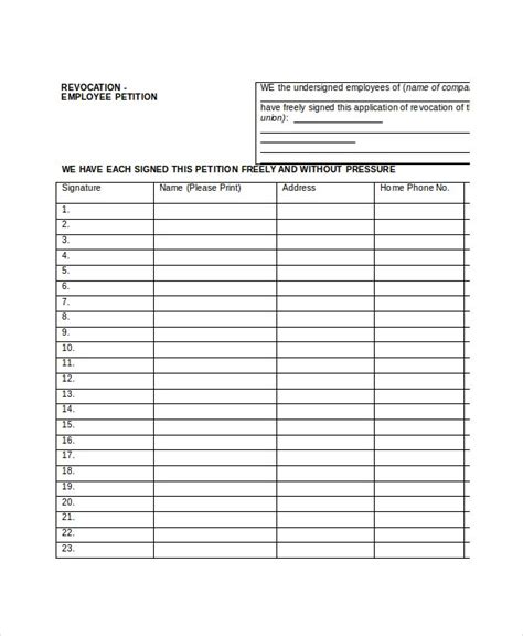 petition template  word  documents