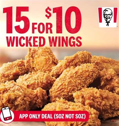Deal Kfc 15 Wicked Wings For 10 Vic And App Only