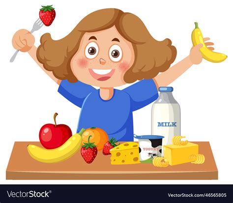 girl eating healthy breakfast royalty  vector image