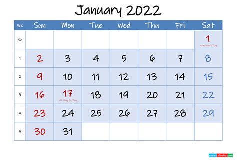 printable january  calendar template inkm