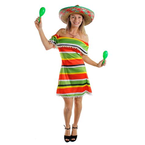 Ladies Multicolour Mexican Dress I Love Fancy Dress
