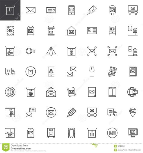 post outline icons set stock vector illustration  linear