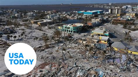 drone footage captures hurricane ians destruction  fort myers beach usa today youtube