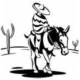 Donkey Mexican Coloring Pages Chibi Cowboy Sunset Ride sketch template