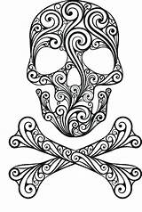Skull Coloring Sugar Pages Printable Skulls Girl Halloween Adult Girly Crossbones Color Tattoo Print Colouring Stencil Sheets Wall Dead Decor sketch template