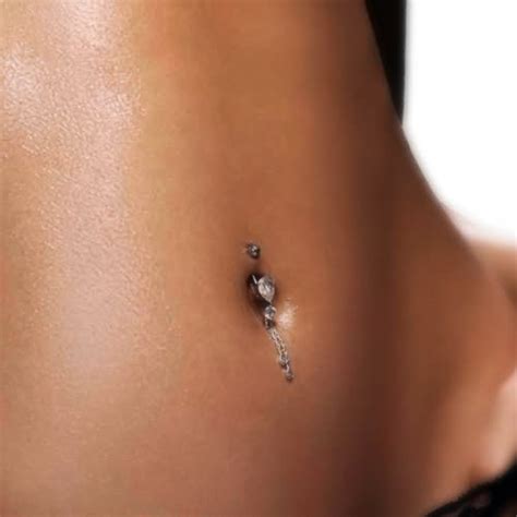 Navel Belly Button Piercing With Spiral Barbell