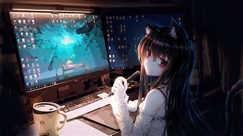 anime girl computer desktop   wallpaper