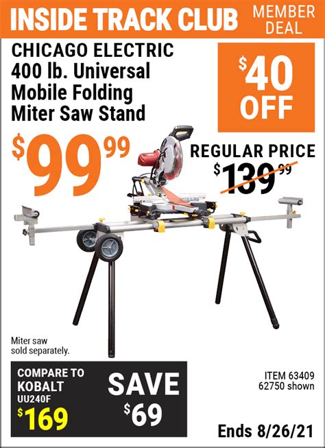 Chicago Electric Heavy Duty Mobile Miter Saw Stand For 99 99 – Harbor