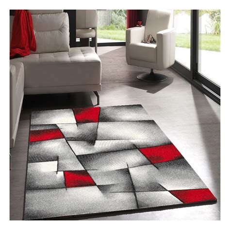 tapis design  moderne  carre cm carre brillance ultimate rouge salon adapte au