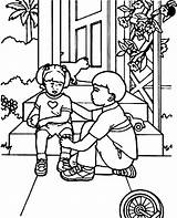 Kindness Coloring Pages Sister Little Drawing Comforting Kids Getdrawings Color sketch template