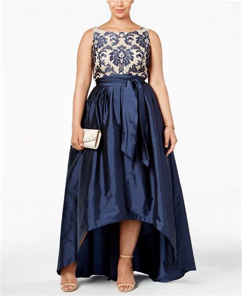 Adrianna Papell Plus Size Embroidered Lace Ball Gown