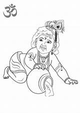 Coloring Pages Krishna Lord Printable Baby Hinduism Kids Adults sketch template