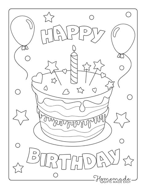 happy birthday coloring pages    fun  eating cake