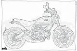 Adult Colouring Motorcycle Ducati Scrambler Coloring Illustration sketch template