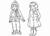 Coloring Winter Clothes Body Pages Children Kids Human Snowy Sliding Hill Popular sketch template