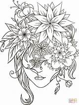 Coloring Flower Girl Head Pages Girls Flowers Printable Colouring Drawing Sunflower Zentangle Supercoloring Choose Board Categories sketch template