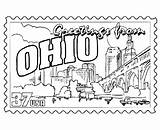 Ohio Coloring State Pages Stamp Usa Oh Printables Buckeyes Printable Flag States Postage Drawing Sheets Color Football Colouring History Wisconsin sketch template