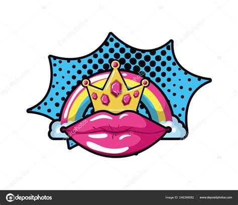 Female Lips Pop Art Style Isolated Icon — Stock Vector