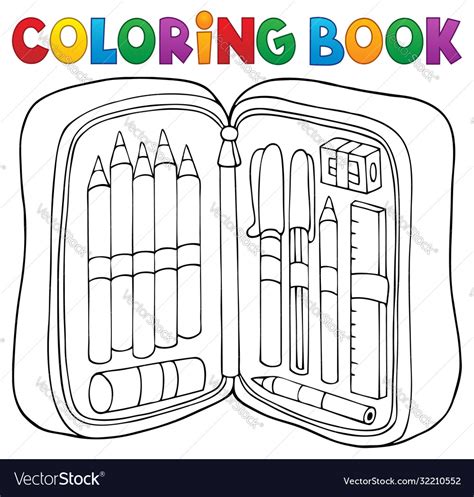 coloring book pencil case theme  royalty  vector image