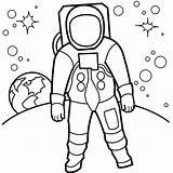 Astronaut Coloring Drawing Moon Pages Kids Line Simple Colouring Cliparts Planets Stars Astronauts Clipart Walking Drawings Little Clip Library Realistic sketch template