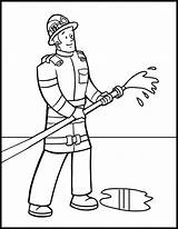 Firefighter Fireman Colouring Printable sketch template