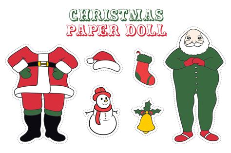 christmas paper doll printable crafts     printablee
