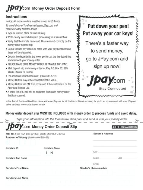 Jpay Money Order Deposit Slip Form Fill Out And Sign Printable Pdf