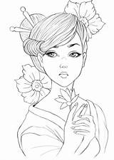 Geisha Coloring Dibujos Geishas Adultos Disegni Orientali Lindos Colorare Lineart Resultado 1040 Styliste Adulta Personnage Salvo Guardado Coloriages sketch template