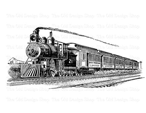 vintage train clip art steam engine locomotive illustration commercial