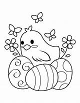 Chick Easter Coloring Eggs Pages Printable Baby sketch template