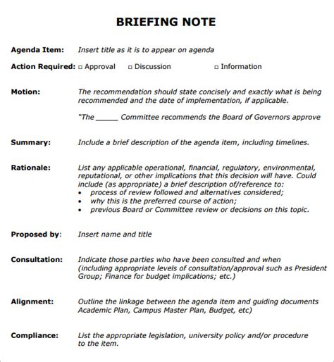 briefing note template   documents   psd word
