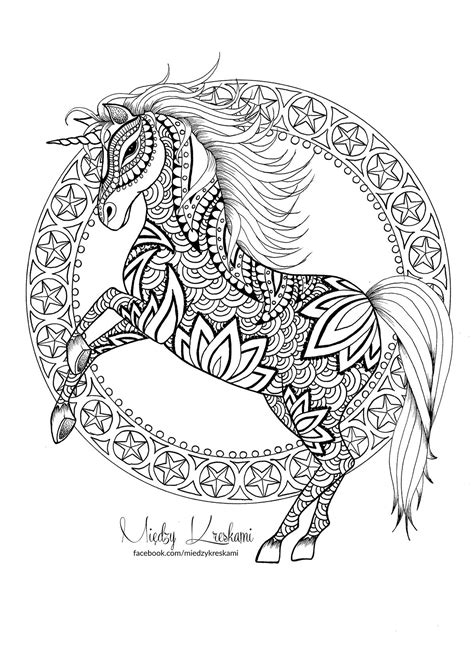 unicorn doodle coloring page  behance adult colouringanimals