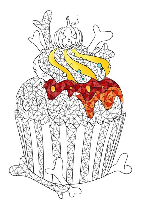 adult coloring page halloween cupcake coloring page horror etsy