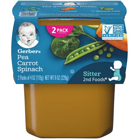 pack gerber natural stage  pea carrot spinach baby food  tub walmartcom walmartcom
