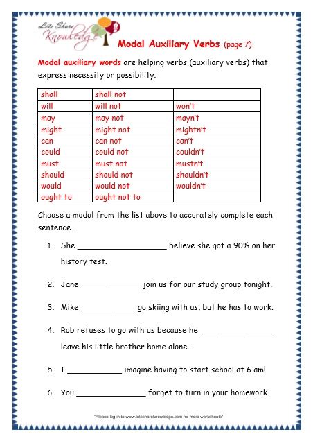 grade 3 grammar topic 40 modal auxiliary words worksheets lets share