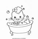 Bathing Coloring Baby Bathtub Illustration sketch template