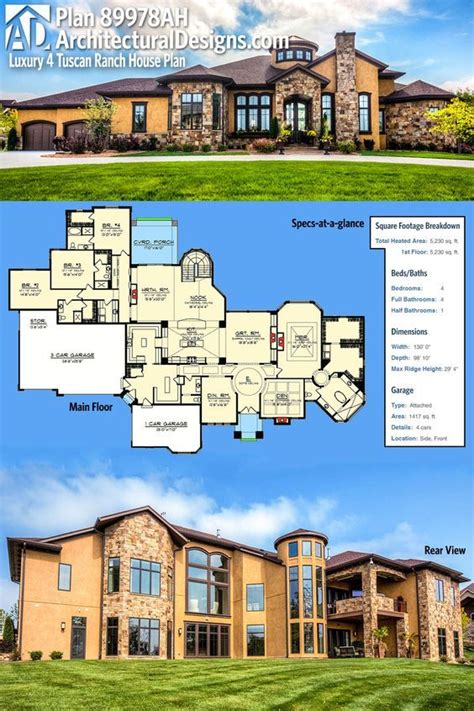 plan ah luxury  bed tuscan ranch house plan architectural design house plans house