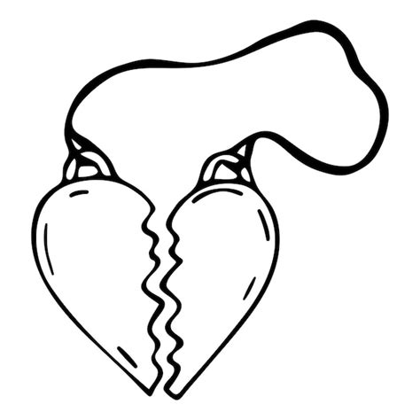 dos mitades del corazon vector doodle ilustracion de dos mitades de