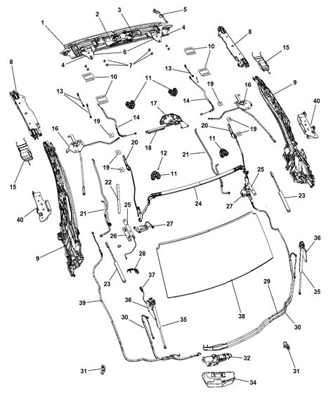 chrysler sebring convertible hard top attaching parts