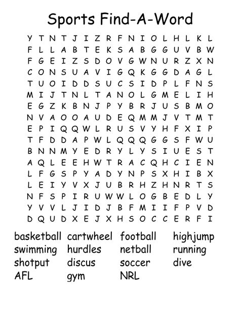 sports word search puzzle sports word search  printable medina