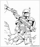 Clone Star Pages Trooper Wars Bounty Hunter Coloring Kids Print Color Online sketch template