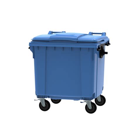 blue wheelie bin polyethylene  litre wheeled recycling waste bin