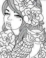 Coloring Pages Girls Girl Pen Printable Gel Pretty Detailed Size Rated Color Tattoo Getcolorings Colorings Print Getdrawings Female Adult sketch template